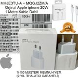 Orjinal Apple İphone 13 Pro 20W Hızlı Şarj Aleti Seti Usb-C Mhje3tu-A + Mqgj2zm/A (Kablo Dagil) Aplee20w00962