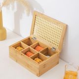 Orjinal Bambu Organizer, Çay Kutusu, Takı Kutusu, Mıknatıslı Kapak, Premium Kalite (6 Bölmeli)
