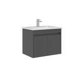 Orka Arno 65 Cm Parlak Antrasit Kapaklı Banyo Dolabı Alt Modül Lavabo