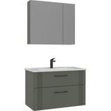 Orka Banyo Bari 85 cm Banyo Dolabı Takımı - Mat Yeşil
