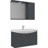 Orka Banyo Dolabı Purus 100 Cm Asma Banyo Dolabı Takımı Antrasit (Spot Aynalı)