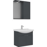 Orka Banyo Dolabı Purus 65 Cm Asma Banyo Dolabı Takımı Antrasit (Spot Aynalı)