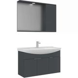 Orka Banyo Dolabı Purus 80 Cm Asma Banyo Dolabı Takımı Antrasit (Spot Aynalı)