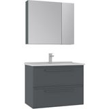 Orka Banyo Nuvola 80 cm Banyo Dolabı Takımı - Parlak Antrasit