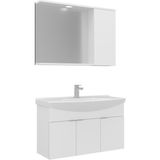 Orka Banyo Purus 100 cm Asma Banyo Dolabı Takımı (Spot Aynalı) - Parlak Beyaz