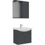 Orka Banyo Purus 65 cm Asma Banyo Dolabı Takımı (Spot Aynalı) - Mat Antrasit