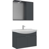 Orka Banyo Purus 80 cm Asma Banyo Dolabı Takımı (Spot Aynalı) - Mat Antrasit