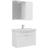 Orka Banyo Purus 80 cm Asma Banyo Dolabı Takımı (Spot Aynalı) - Parlak Beyaz