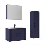 Orka Bari 85 Cm Mat Lacivert Banyo Dolabı Takımı Ve Boy Dolabı