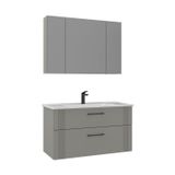 Orka Bari V2 100 cm Kaşmir Çekmeceli Aynalı Dolaplı Banyo Dolabı Takımı