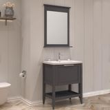 Orka Bastle 65 cm Mat Antrasit Banyo Dolabı Takımı
