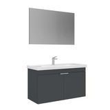 Orka Desna 100 Cm Mat Antrasit Düz Aynalı Banyo Dolabı Takımı