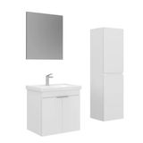 Orka Desna 60 Cm Mat Beyaz Düz Aynalı Banyo Dolabı Takımı Ve Boy Dolabı