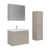 Orka Desna 80 Cm Çöl Beji Banyo Dolabı Takımı Ve Boy Dolabı