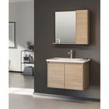 Orka Düden 80 Cm Mdf Kapaklı Meşe Banyo Dolabı Takımı