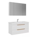 Orka Lena 100 Cm Mat Beyaz Çekmeceli Banyo Dolabı Takımı