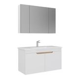 Orka Lena 100 Cm Mat Beyaz Kapaklı Banyo Dolabı Takımı