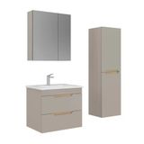 Orka Lena 65 Cm Çöl Beji Çekmeceli Banyo Dolabı Takımı Ve Boy Dolabı