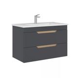 Orka Lena 85 Cm Mat Antrasit Çekmeceli Banyo Dolabı Alt Modül Lavabo