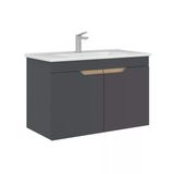 Orka Lena 85 Cm Mat Antrasit Kapaklı Banyo Dolabı Alt Modül Lavabo
