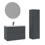 Orka Messina 85 Cm Mat Antrasit Led Banyo Dolabı Takımı Ve Boy Dolabı