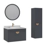 Orka Molino 80 Cm Antrasit Banyo Dolabı Takımı Ve Boy Dolabı