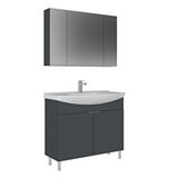 Orka Purus 100 Cm Ayaklı Banyo Dolabı Takımı (ayna Dolaplı) Antrasit