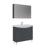 Orka Purus 100 Cm Mat Antrasit Ayna Dolaplı Banyo Dolabı Takım (Ayaklı)