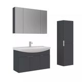 Orka Purus 100 Cm Mat Antrasit Ayna Dolaplı Banyo Dolabı Takım Ve Boy Dolabı (Asma)