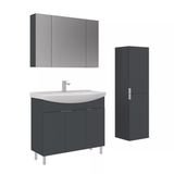 Orka Purus 100 Cm Mat Antrasit Ayna Dolaplı Banyo Dolabı Takım Ve Boy Dolabı (Ayaklı)