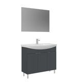 Orka Purus 100 Cm Mat Antrasit Düz Aynalı Banyo Dolabı Takımı (Ayaklı)