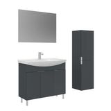 Orka Purus 100 Cm Mat Antrasit Düz Aynalı Banyo Dolabı Takımı Ve Boy Dolabı (Ayaklı)