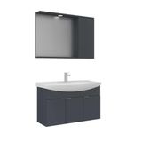 Orka Purus 100 Cm Mat Antrasit Spot Aynalı Banyo Dolabı Takım (Asma)