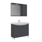 Orka Purus 100 Cm Mat Antrasit Spot Aynalı Banyo Dolabı Takım (Ayaklı)