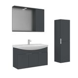 Orka Purus 100 Cm Mat Antrasit Spot Aynalı Banyo Dolabı Takım Ve Boy Dolabı (Asma)