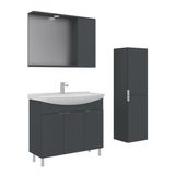 Orka Purus 100 Cm Mat Antrasit Spot Aynalı Banyo Dolabı Takım Ve Boy Dolabı (Ayaklı)