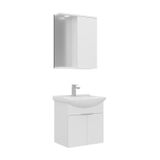 Orka Purus 55 cm Beyaz Spot Aynalı Kapaklı Aynalı Dolaplı Banyo Dolabı Takımı
