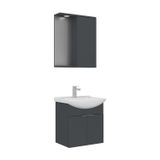 Orka Purus 55 cm Mat Antrasit Spot Aynalı Kapaklı Aynalı Dolaplı Banyo Dolabı Takımı