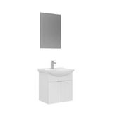 Orka Purus 55 Cm Parlak Beyaz Düz Aynalı Banyo Dolabı Takım (Asma)
