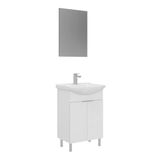 Orka Purus 55 Cm Parlak Beyaz Düz Aynalı Banyo Dolabı Takımı (Ayaklı)