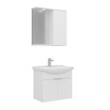Orka Purus 65 cm Beyaz Spot Aynalı Kapaklı Aynalı Dolaplı Banyo Dolabı Takımı
