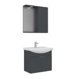 Orka Purus 65 cm Mat Antrasit Spot Aynalı Kapaklı Aynalı Dolaplı Banyo Dolabı Takımı