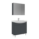 Orka Purus 80 Cm Ayaklı Banyo Dolabı Takımı (ayna Dolaplı) Antrasit