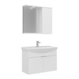 Orka Purus 80 cm Beyaz Spot Aynalı Kapaklı Aynalı Dolaplı Banyo Dolabı Takımı