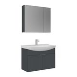 Orka Purus 80 Cm Mat Antrasit Ayna Dolaplı Banyo Dolabı Takım (Asma)