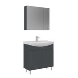 Orka Purus 80 Cm Mat Antrasit Ayna Dolaplı Banyo Dolabı Takım (Ayaklı)