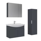 Orka Purus 80 Cm Mat Antrasit Ayna Dolaplı Banyo Dolabı Takım Ve Boy Dolabı (Asma)