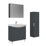 Orka Purus 80 Cm Mat Antrasit Ayna Dolaplı Banyo Dolabı Takım Ve Boy Dolabı (Ayaklı)