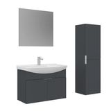 Orka Purus 80 Cm Mat Antrasit Düz Aynalı Banyo Dolabı Takım Ve Boy Dolabı (Asma)