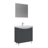 Orka Purus 80 Cm Mat Antrasit Düz Aynalı Banyo Dolabı Takımı (Ayaklı)